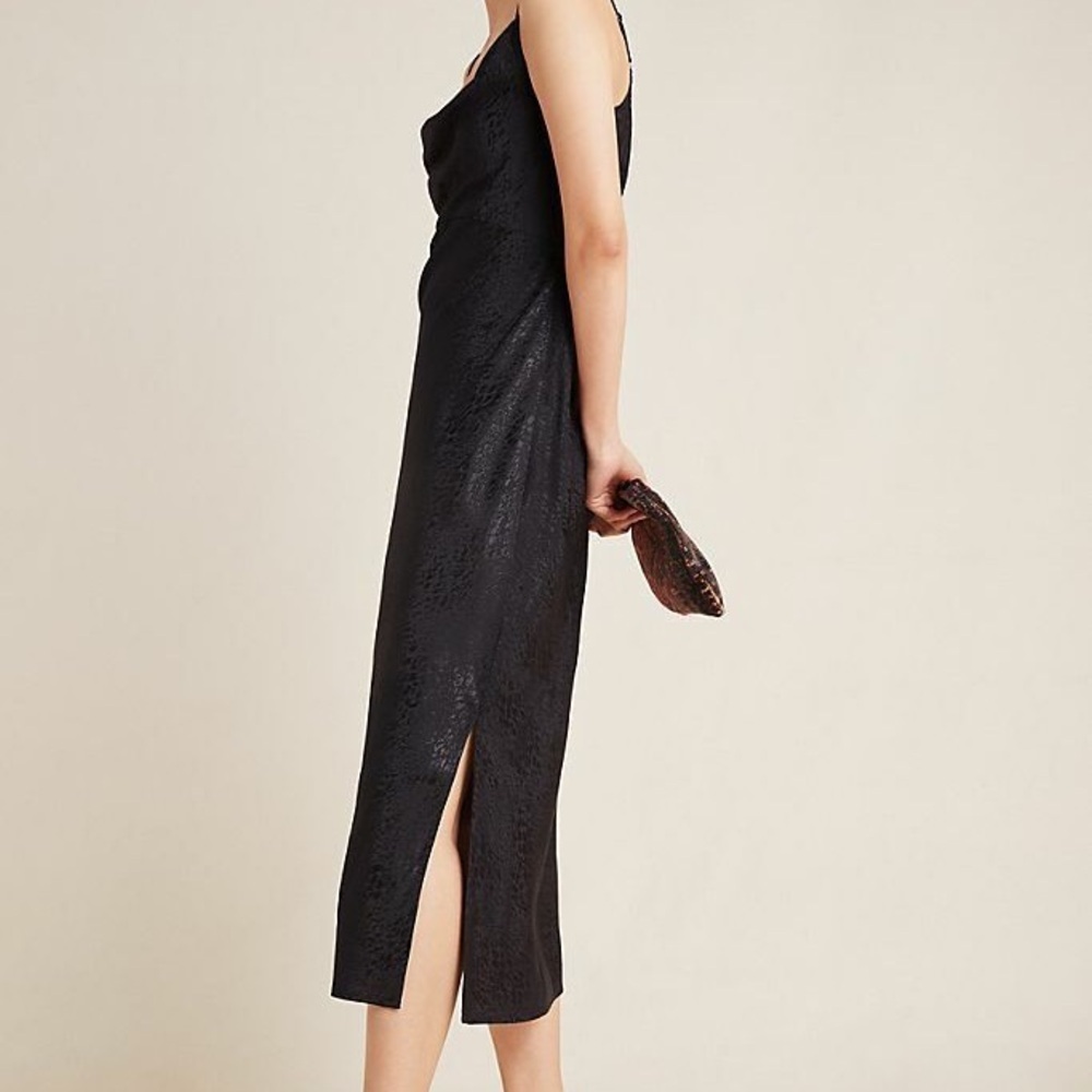 Anthropologie Black Slip Midi Dress - Picture 2 of 8